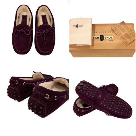 prada car shoe with shearling deep plum|Prada Car Shoe .